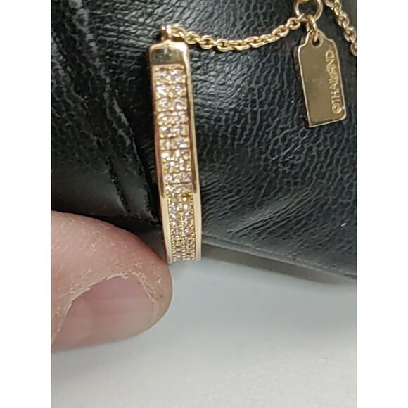 Coach Gold Tone & Crystal Cuff Bracelet W/Security Chain - Picture 5 of 5